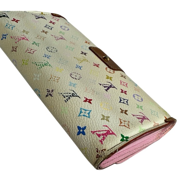 Louis Vuitton TAKASHI MURAKAMI Monogram Multicolor Sarah Noeud Wallet White - Picture 7 of 17